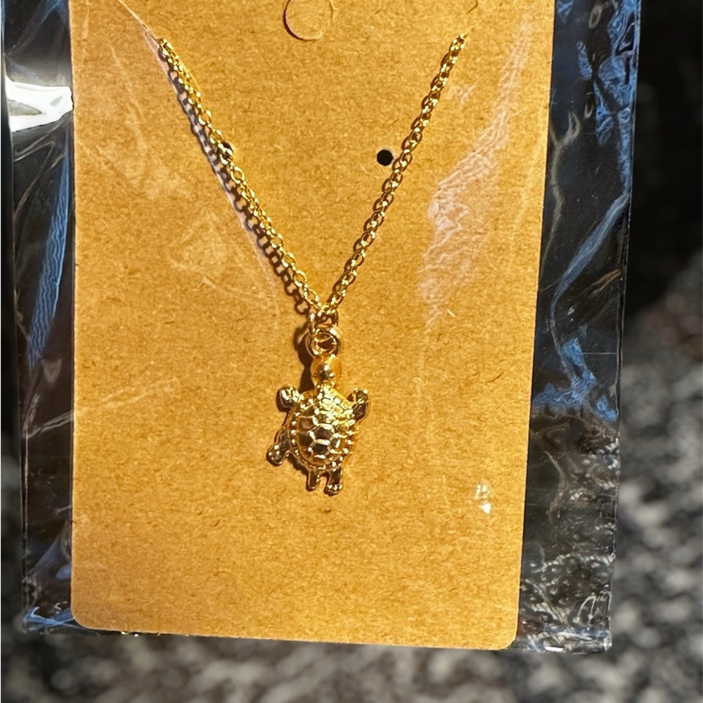 Gold Turtle Pendant Necklace